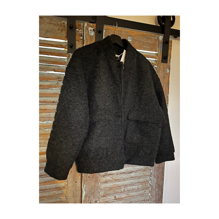 Veste noire en laine bouillie femme -modèle georges