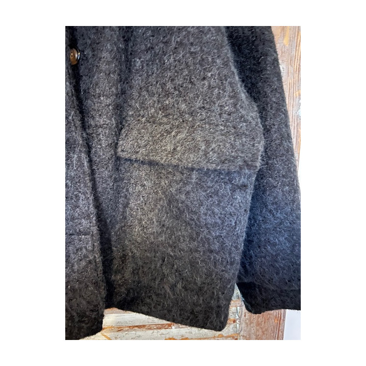 Veste noire en laine bouillie femme -modèle georges