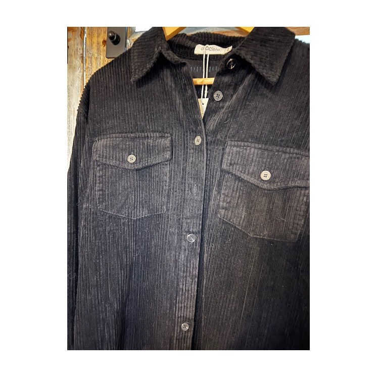 Chemise velours noir femme -surchemise épaisse chic et tendance