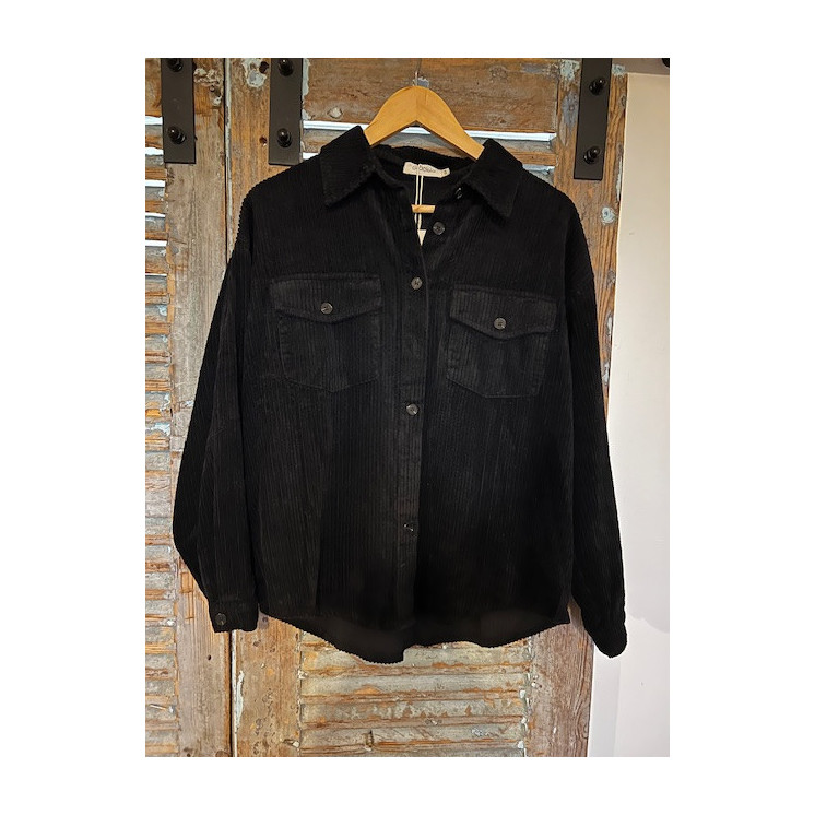 Chemise velours noir femme -surchemise épaisse chic et tendance