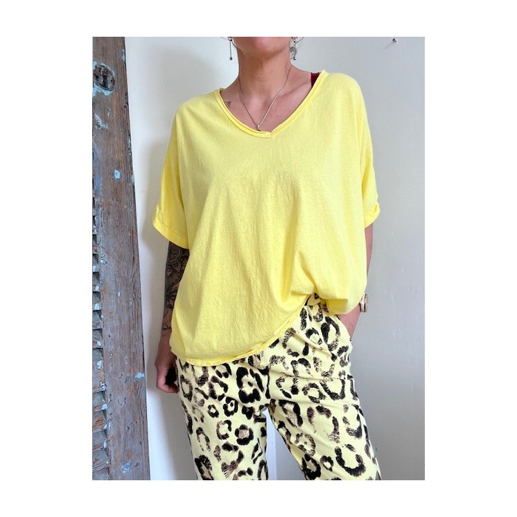 Tee-shirt manches chauve-souris- jaune