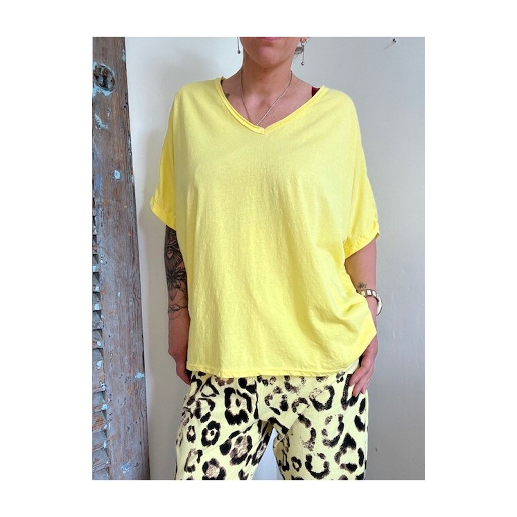 Tee-shirt manches chauve-souris- jaune