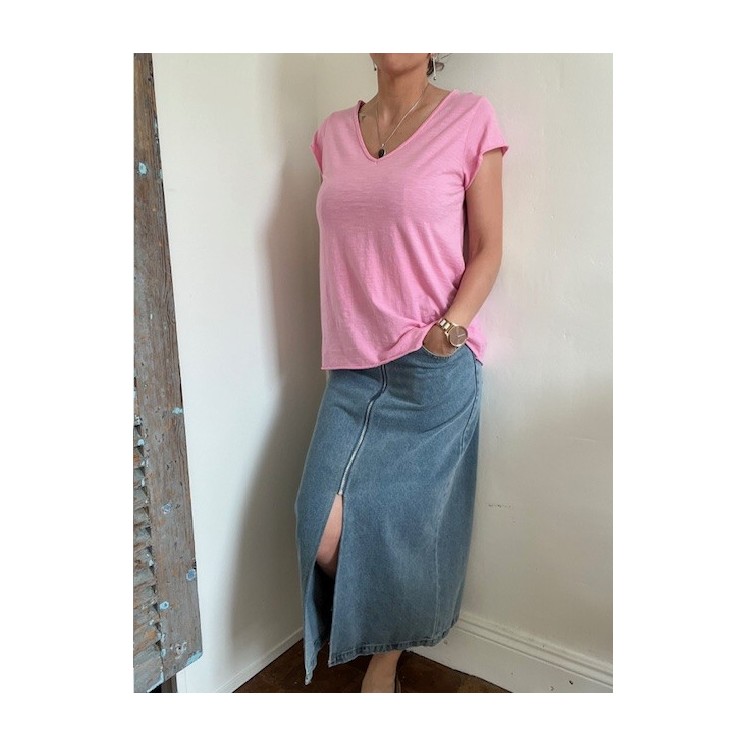 T-shirt basic femme -rose -taille unique