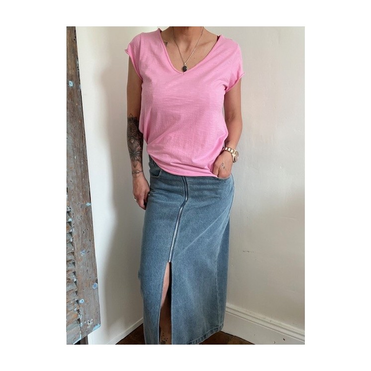 T-shirt basic femme -rose -taille unique