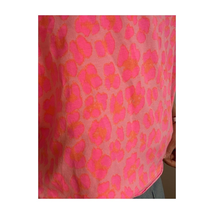 Sweat manches courtes léger -rose motif léopard