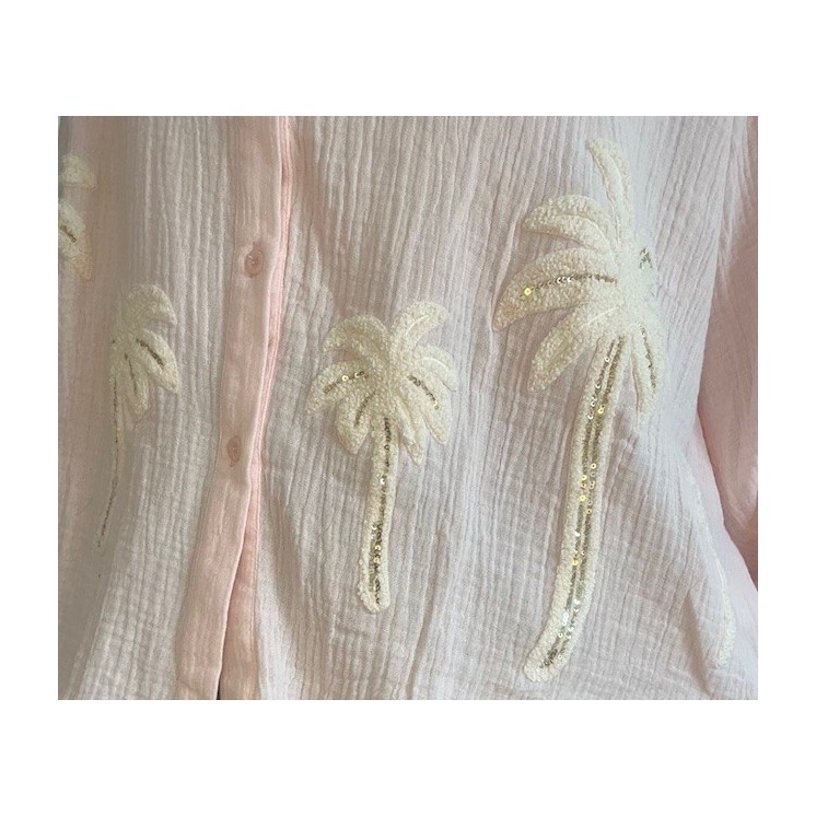 Chemise en gaze rose pastel