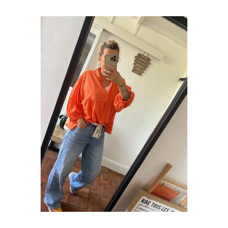 Blouse chic et légère , orange taille unique