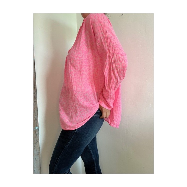 Blouse Léopard Rose fluo femme -légère& tendance été 2025