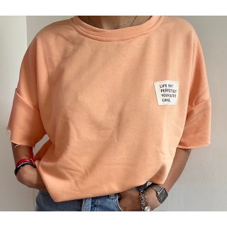 Sweat manches courtes orange pastel-look casual chic