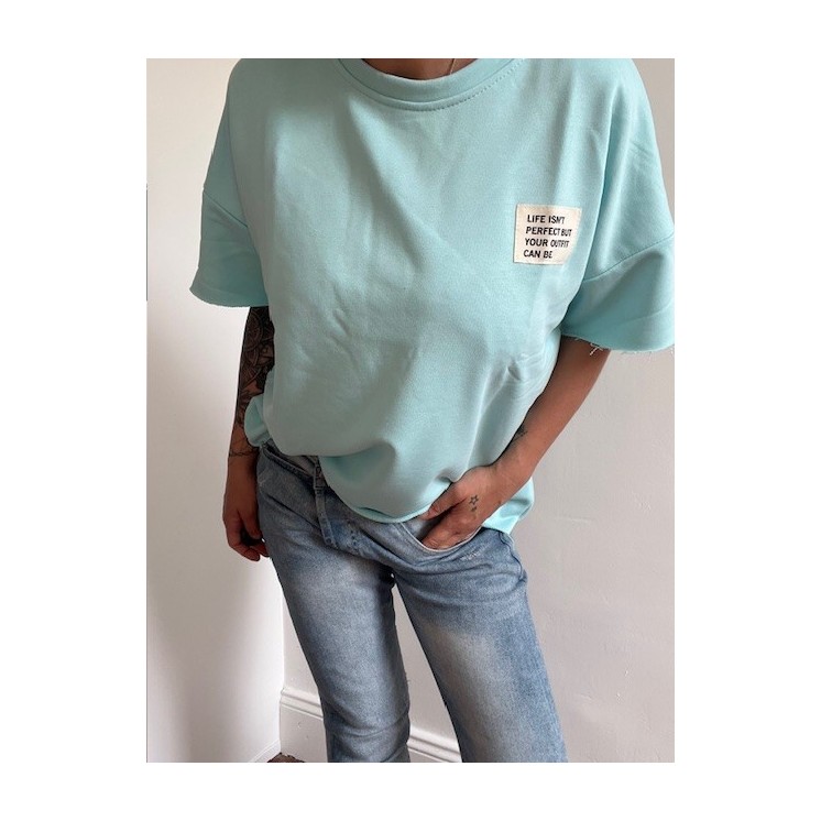 sweat manches courtes bleu ciell-look casual chic