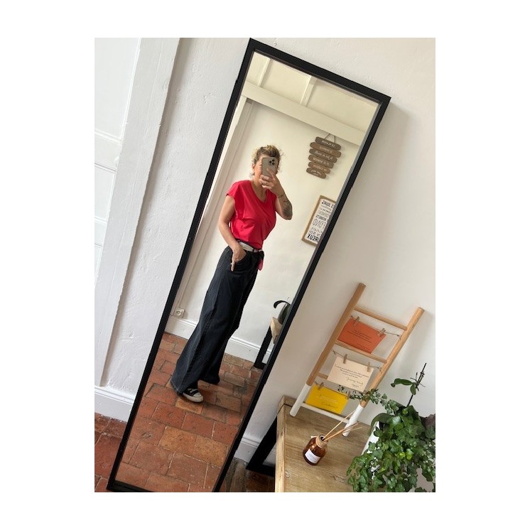 Jean large -taille haute  noir