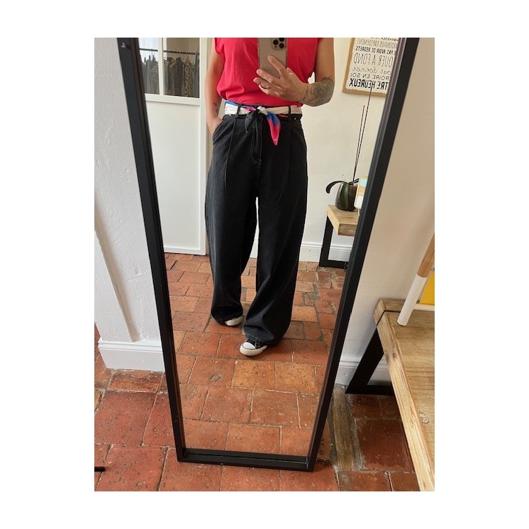 Jean large -taille haute  noir