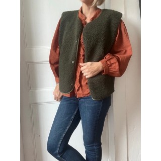 Veste sans manches bouclette femme -douce etb chaude et tendance