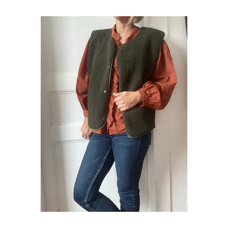 Veste sans manches bouclette femme -douce etb chaude et tendance