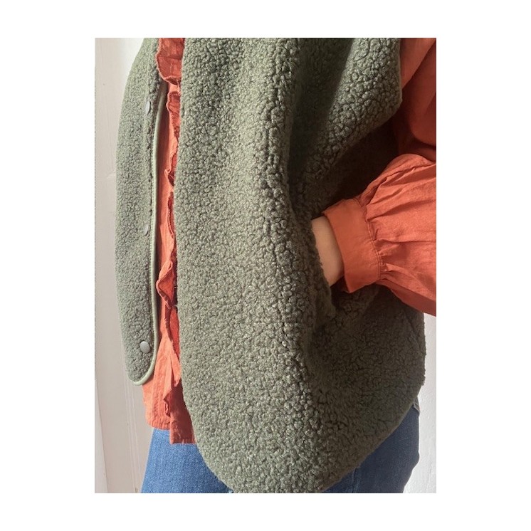 Veste sans manches bouclette femme -douce etb chaude et tendance