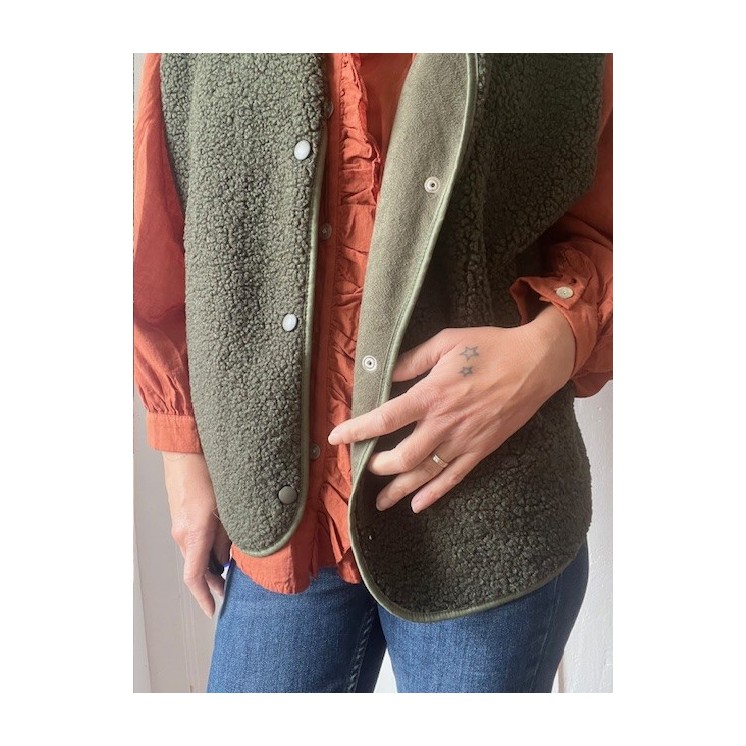 Veste sans manches bouclette femme -douce etb chaude et tendance