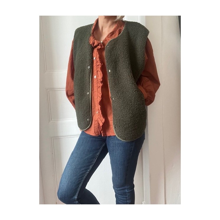 Veste sans manches bouclette femme -douce etb chaude et tendance