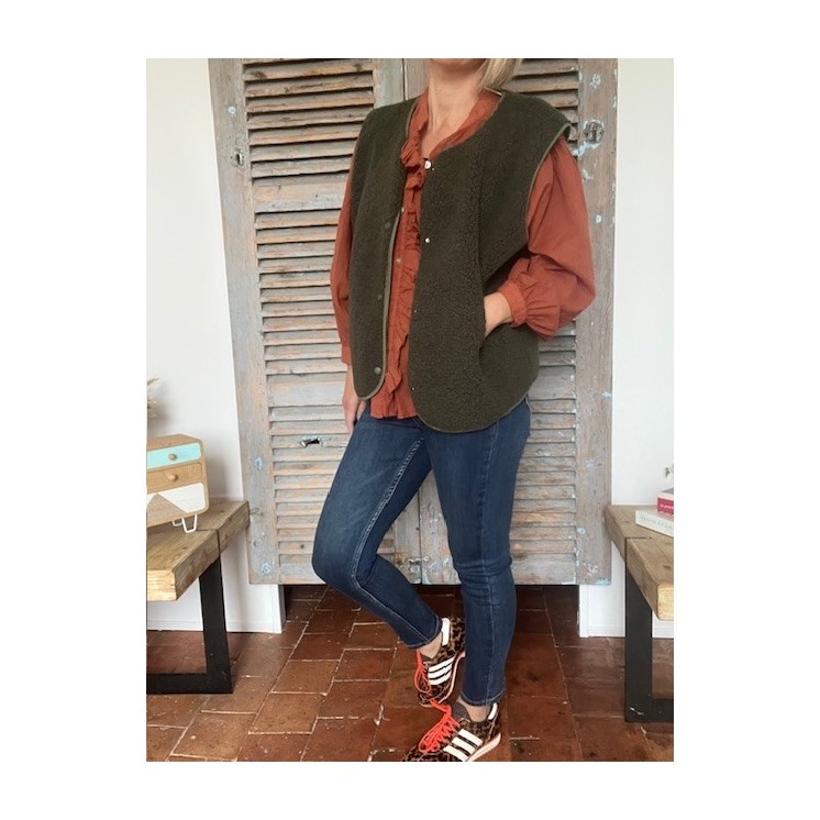 Veste sans manches bouclette femme -douce etb chaude et tendance