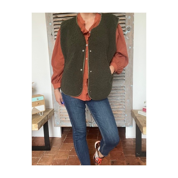 Veste sans manches bouclette femme -douce etb chaude et tendance