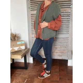 gilet kaki manches courtes-piece tendance