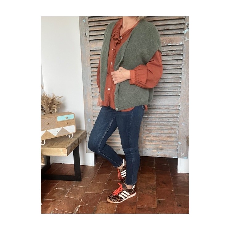 gilet kaki manches courtes-piece tendance