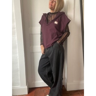 Sweat à manches courtes bordeaux-style sportwear  avec capuches