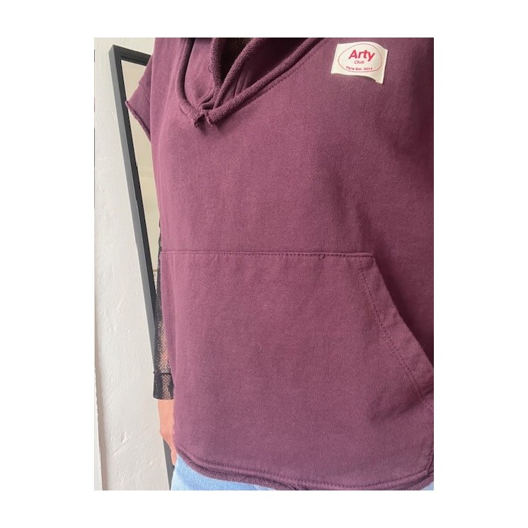 Sweat à manches courtes bordeaux-style sportwear  avec capuches