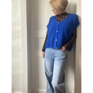 Gilet bleu électrique manches courtes-pièce tendance