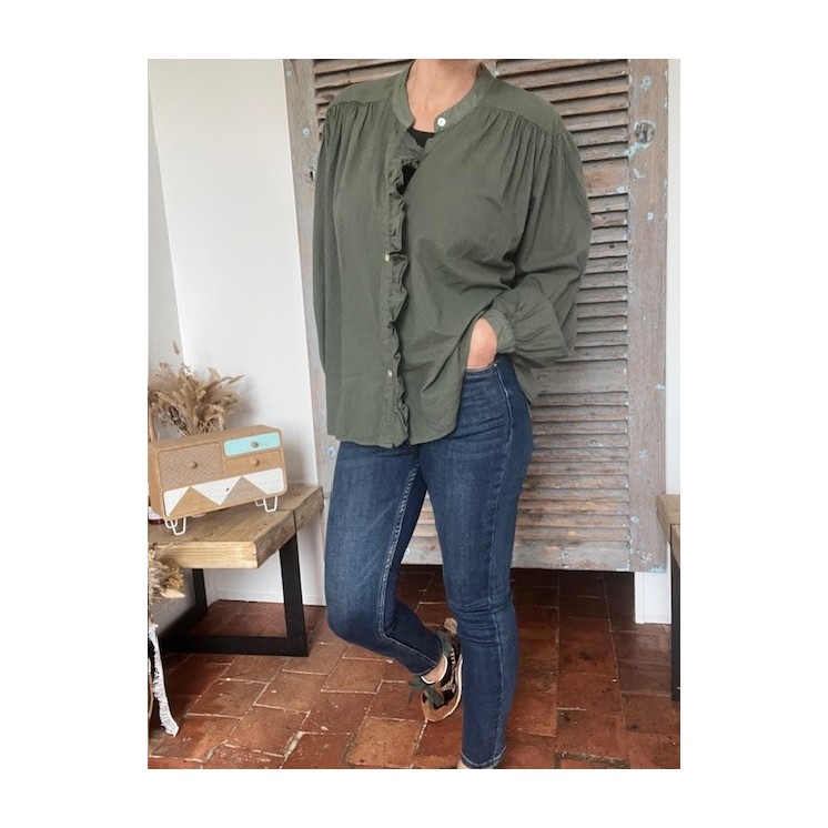 chemise kaki femme à volant-élégance et tendance ,l'étoile by Do