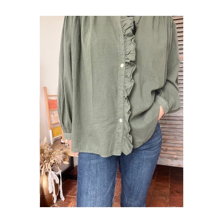 chemise kaki femme à volant-élégance et tendance ,l'étoile by Do