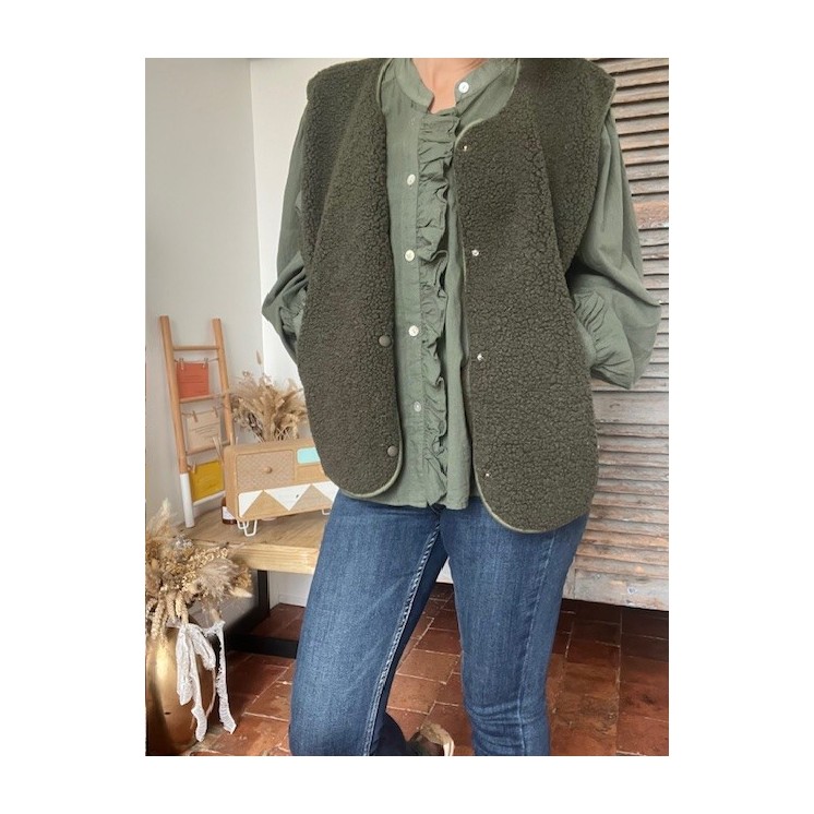 chemise kaki femme à volant-élégance et tendance ,l'étoile by Do