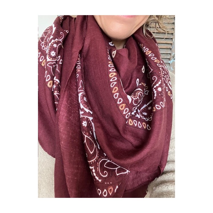 Foulard bandana bordeaux -accessoire tendance femme