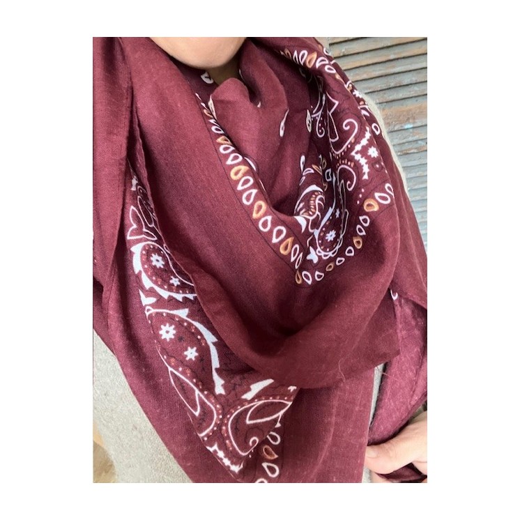 Foulard bandana bordeaux -accessoire tendance femme