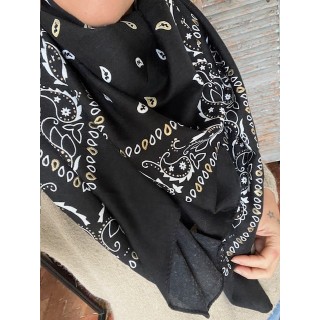 Foulard bandana noir -accessoire tendance femme