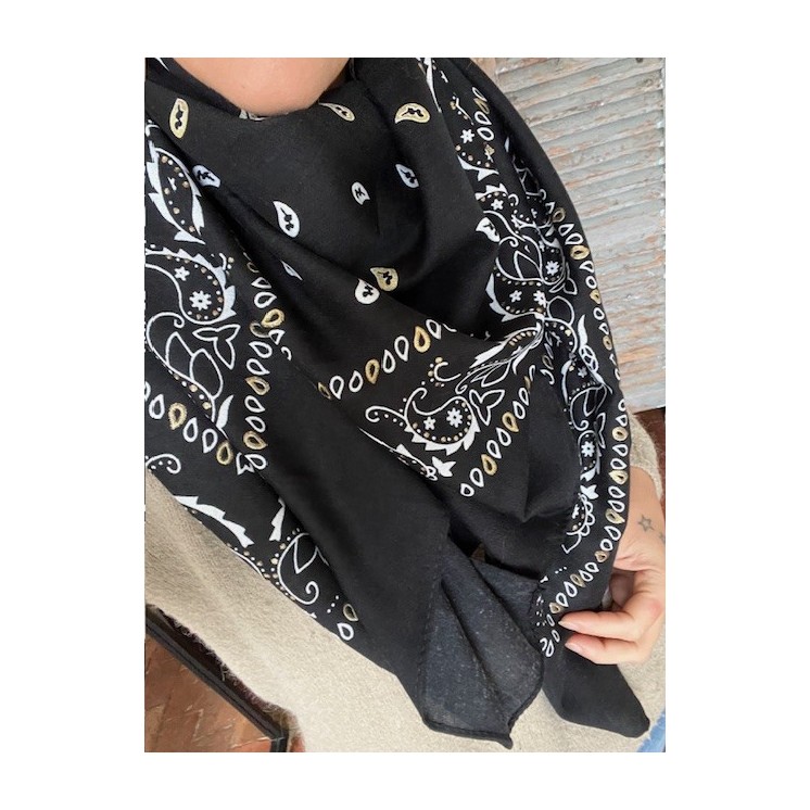 Foulard bandana noir -accessoire tendance femme