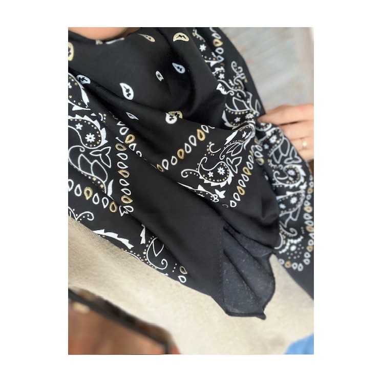 Foulard bandana noir -accessoire tendance femme