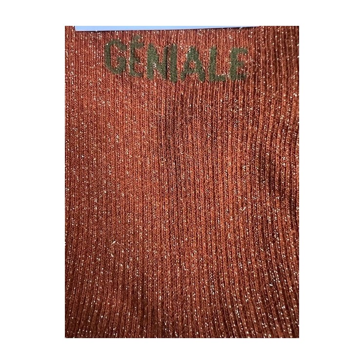 Chaussettes rouille inscription kaki "Géniale" style unique , confort