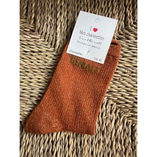 Chaussettes rouille inscription kaki "Géniale" style unique , confort