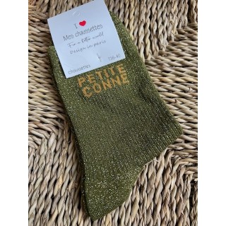 Chaussettes kaki avec inscription doré -style unique et tendance