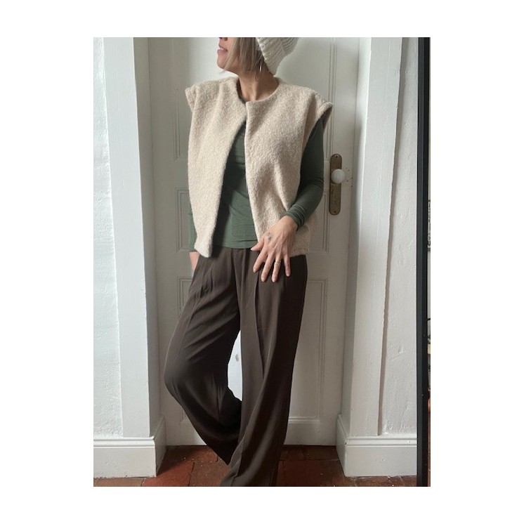 t-shirt en cachemire -effet seconde peau en kaki