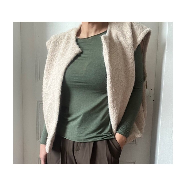 t-shirt en cachemire -effet seconde peau en kaki