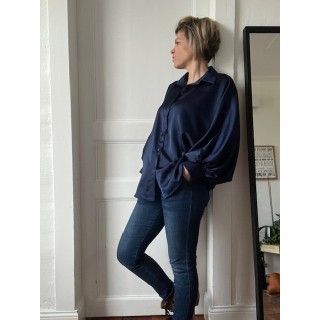 Chemise en viscose bleu marine -élégante et légère -nouveauté