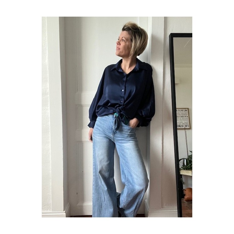 Chemise en viscose bleu marine -élégante et légère -nouveauté