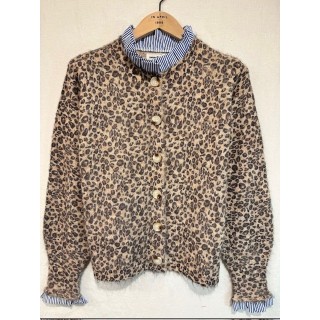 Gilet 2en1 léopard avec un col et manches façon  chemise -Chic et tendance