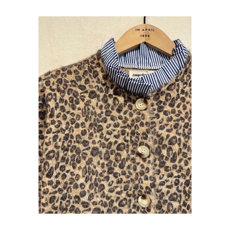 Gilet 2en1 léopard avec un col et manches façon  chemise -Chic et tendance