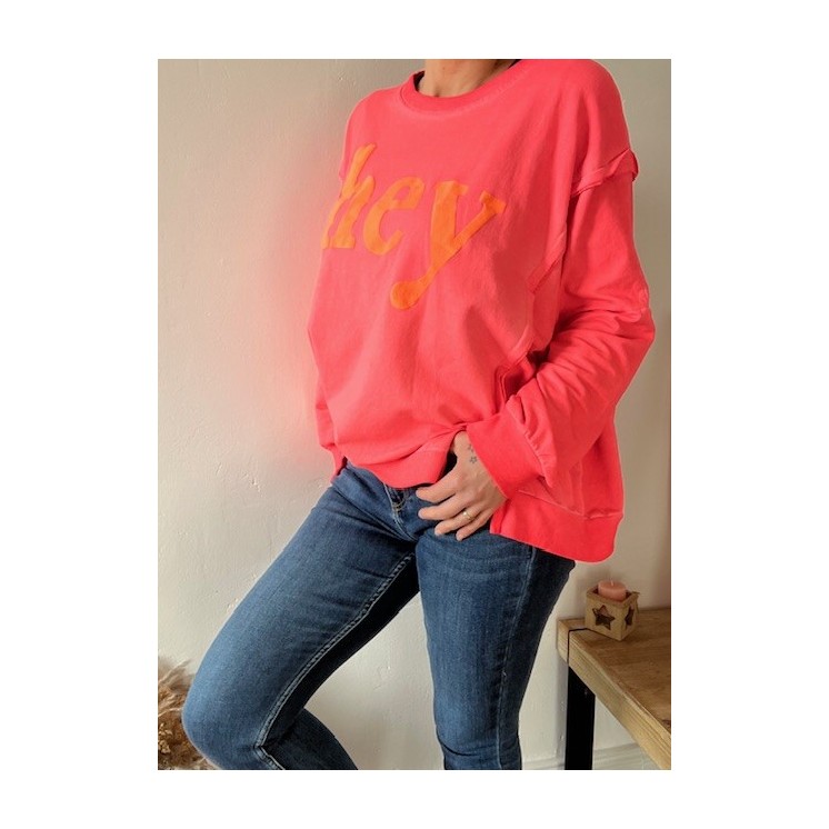 Sweat HEY corail , couleur peps dans ton dressing
