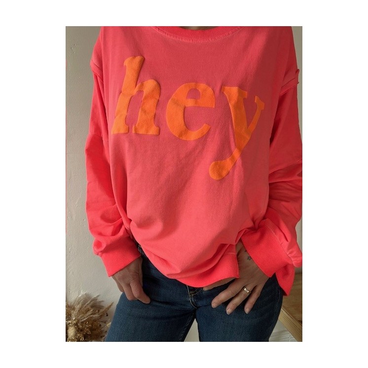 Sweat HEY corail , couleur peps dans ton dressing