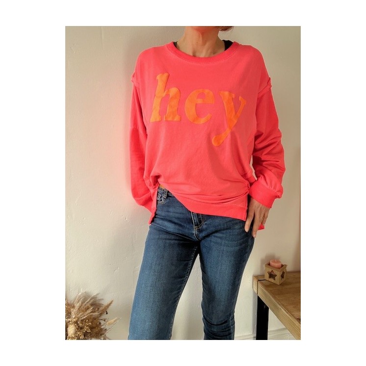 Sweat HEY corail , couleur peps dans ton dressing