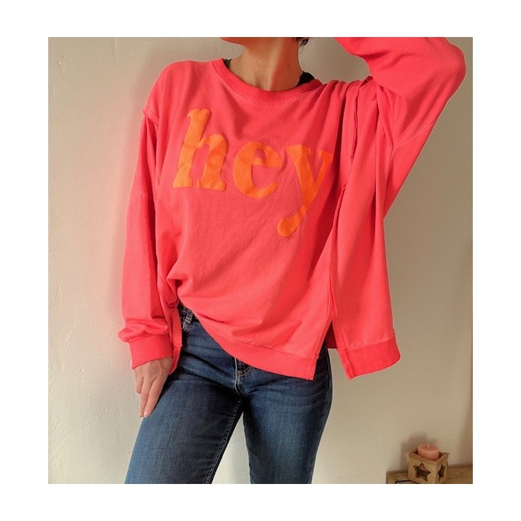 Sweat HEY corail , couleur peps dans ton dressing