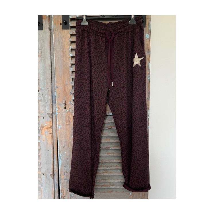 pantajogg léopard bordeaux et noir-chic confortable sportwear